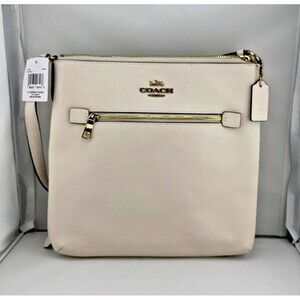 Coach C1556 Crossgrain Leather Rowan File Bag Crossbody Handbag Chalk